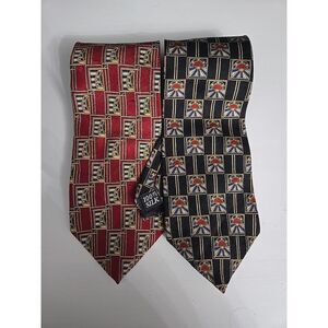 Resilio Luxury Ties 2 Pieces Geometric Pattern Stain Glass‎ Printed 100% Silk